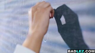 lesbian teen student sneaks in to seduce busty italian milf teacher after class