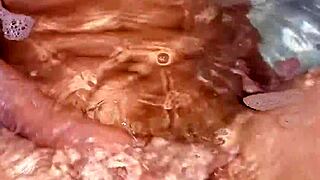 Latina teen babe fingers her perfect body to intense orgasm in bathtub