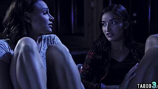 petite lesbian babe bounces on homeless man's throbbing cock