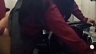 students sneak bent over doggystyle creampie in public school bathroom stall