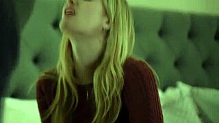 Blonde college babe gags deep on stepcousin's cock in hardcore lingerie fuck