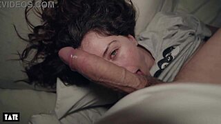 College slut teases then sucks massive white cock in dorm bedroom blowjob frenzy