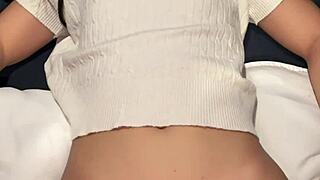 i saw this cute 18yo asian babe with tiny waist and she took my huge white cock deep then facial cumshot all over her pretty face omg