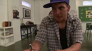 hey class clown, wanna lick my wet trimmed pussy on desk?