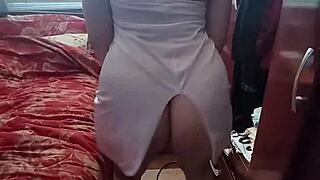 Skinny Latina Teen Slut in White Dress Bent Over Dorm Room Doggystyle Big Ass Pussy Gaping