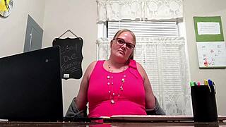 Your pregnant teacher sends hot update dirty talk joi from office plump belly milf tease