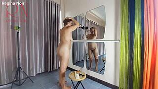 naked nudist brunette stylist shaves pussy lips beach dorm juicy trim