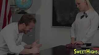 Tiny Teen Swallows Monster Cock Cum in Classroom