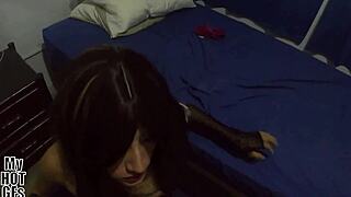 Latina roommate begs fuck shaved pussy wet after sleepover