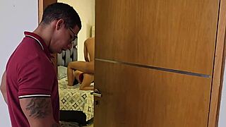 husband watches me ride college boy's cock cowgirl to orgasm creampie