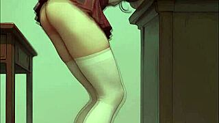 perfect ass college miniskirt girl strips and gushes in ai animation