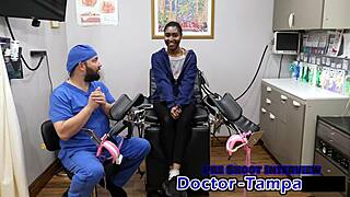 dr tampa gives daisy mynx her first humiliating gyno exam spreading shaved pussy wide