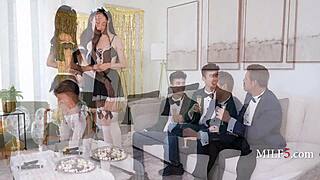 i'm dying to join these desperate family maids in their wild group outfit orgy with granny and teens