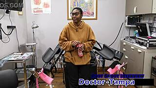 dr tampa gives daisy mynx her first humiliating gyno exam spreading shaved pussy wide