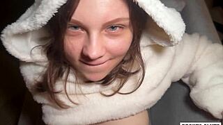 hey roommate in bear costume begs for rough pounding right