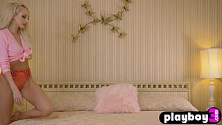 all natural petite blonde rachel page 18+ poses passionately in lingerie stripping for playboy session