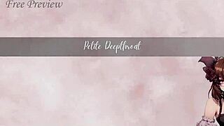 She chokes on his huge cock then swallows every drop