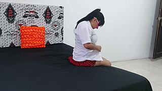 Boyfriend away? Latina rides classmate cock hard!