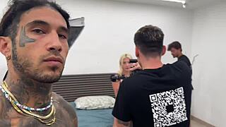 damn this 20 yo blonde model gets her holes wrecked by four huge cocks at photoshoot