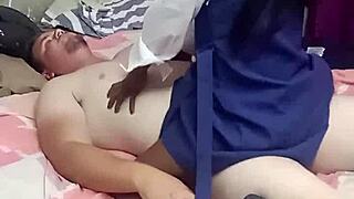 Pretty Black 18-Year-Old Schoolgirl Sucks Stepdaddy's Cock Hungrily Then Rides His Dick in Taboo Interracial Heat.