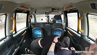 i need quick cash so this sexy student rides my cock in the taxi backseat