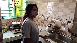 desi bhabhi's romantic pussy licking turns into hot lesbian chudai in kitchen