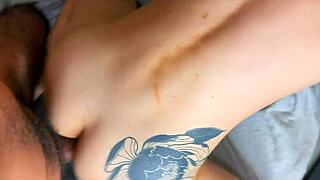 shoving it deep in her tight pussy and asshole branquinha takes monster cock anal!