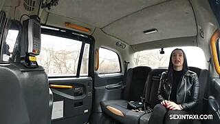 i need quick cash so this sexy student rides my cock in the taxi backseat