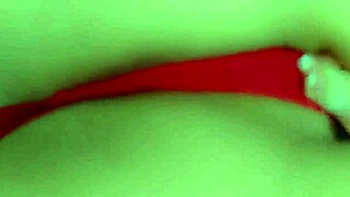 POV hot blonde 18yo masturbates moans in red lingerie showing big natural tits