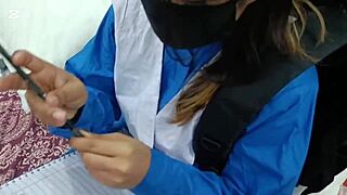 damn this pakistani college girl's tight pussy gets stretched wide by her old teacher's massive pounding