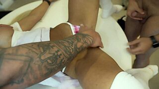 yo check this blonde petite college slut deepthroating monster cocks bent over doggystyle ruined by bodybuilders