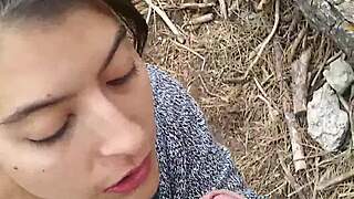 stranger ambushes big booty babe, bends her over and pounds in public forest