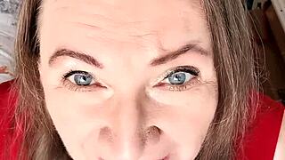 chubby cougar in red lingerie takes student home for huge tits fuck