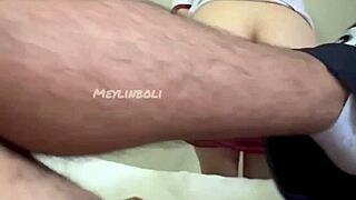 hear this sexy college latina scream riding huge cock in homemade pov creampie