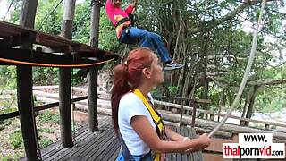 damn this petite thai amateur teen's tight body bounces wild on that huge european cock