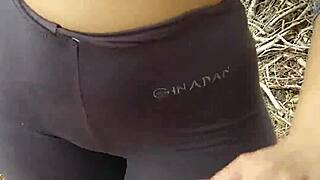 stranger ambushes big booty babe, bends her over and pounds in public forest