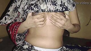 stepbrother and stepsister share a romantic bathroom moment