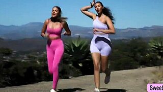 Hey, my busty trainer just got her pussy facesat by that hot customer - wild lesbian action!