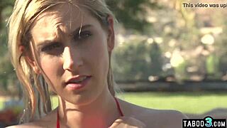 Blonde Niki Snow Tempts BBC Stepdad for Poolside Interracial Pounding