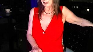 chubby cougar in red lingerie takes student home for huge tits fuck