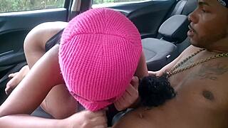 Skinny 18yo Priscila Takes Bareback Creampie in Car POV