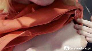 Blonde teacher blows then fucks student in office stockings pov