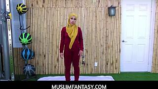 Fitness trainer takes his exotic arab client deep in a sweaty pov pounding session