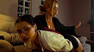 Strict teacher spanks disobedient student hard