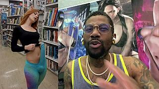 cute trans student cums hard from her own huge cock in bookstore