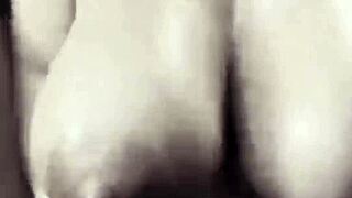 stepmom's huge tits bounce as she rides bbc ignoring all else