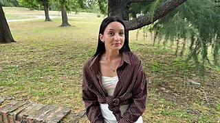 Hey, that park stranger babe drops to her knees for cock then pounded doggystyle