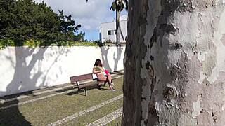 A Young Sucker Spies on Mommy and Gropes Her Tits in Park