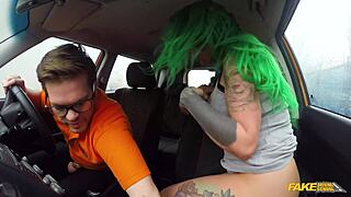 Green Haired Student Begs Instructor for His Big Cock in Backseat - Bent Over Doggystyle Cumshot Ride!