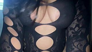 Big tits babe bent over bathroom sink taking monster cock doggystyle creampie!